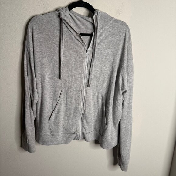 ALO Yoga Women's Medium Gray Full Zip Hoodie Sweatshirt Soft Athleisure Everyday - Picture 2 of 6